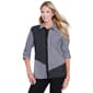 Womens Multiples Roll Tab Sleeve Mixed Plaid & Check Blouse - image 1