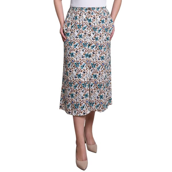 Womens NY Collection Floral Leaf Pocket Skirt - image 