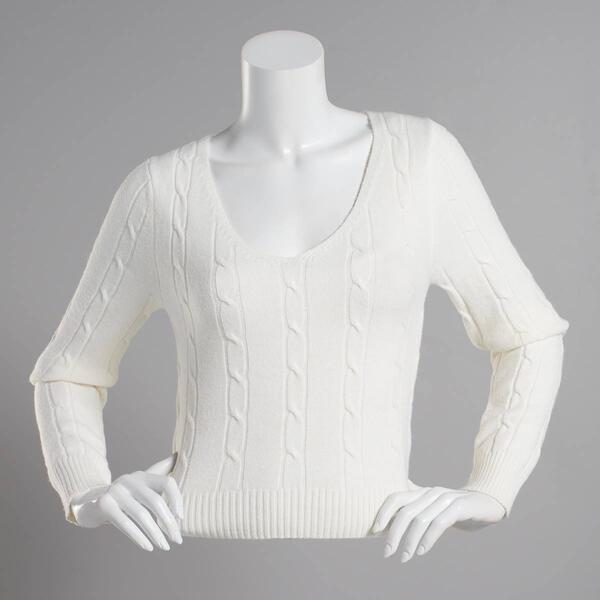 Juniors No Comment Jessica Cable Knit Sweater - image 