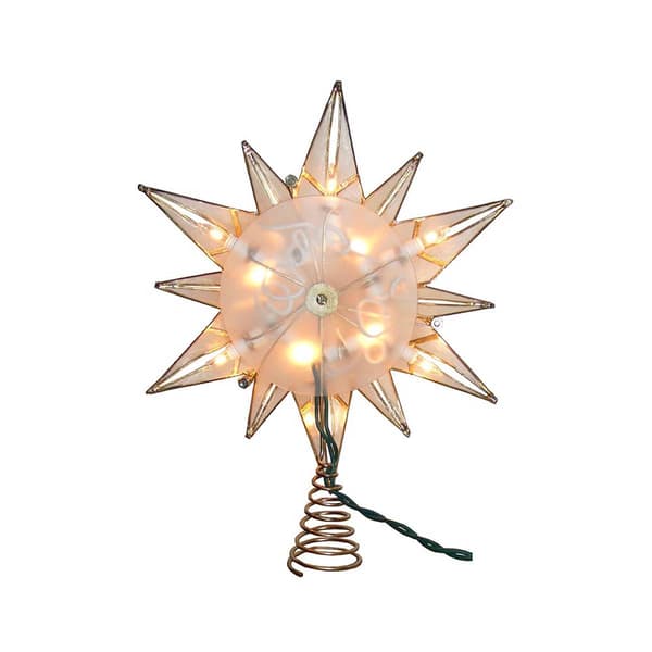 Kurt Adler 10-Light 12-Point Capiz Star & Center Gem Treetop