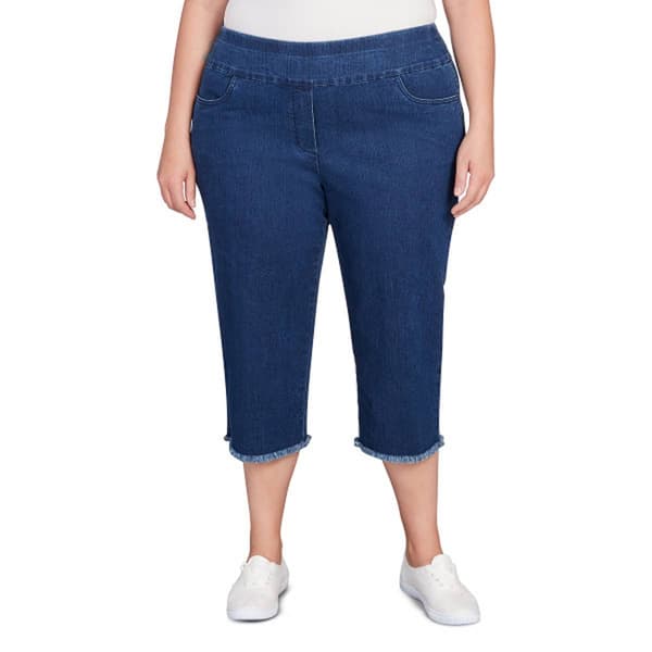 Plus Size Alfred Dunner Classics Denim Fringe Capri Pants