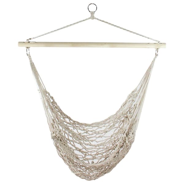 Northlight Seasonal Cotton Macrame Hammock w/ Wooden Bar - image 