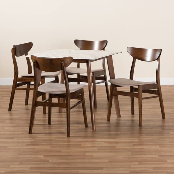 Baxton Studio Paras Light Beige/Walnut Brown Wood 5pc. Dining Set