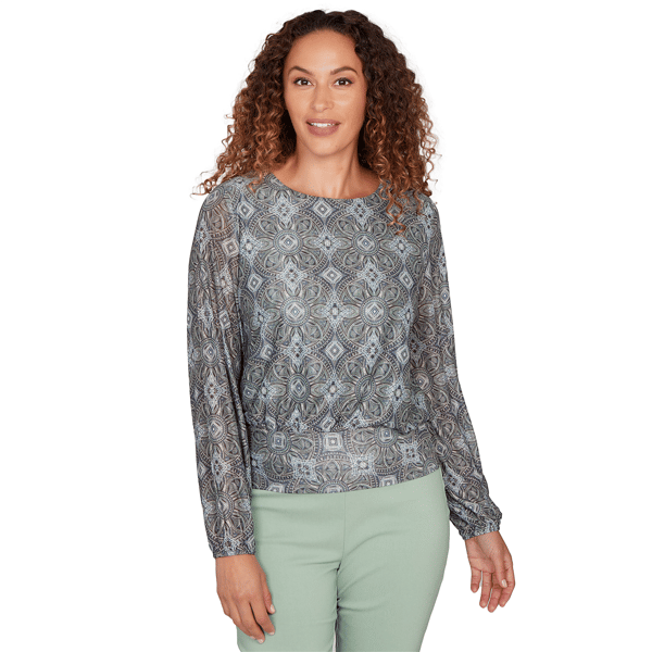 Petites Emaline Seabreeze Essence Long Sleeve Crew Neck Printed