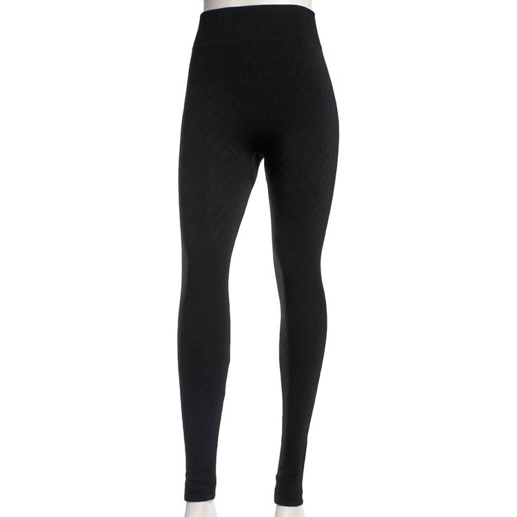 Plus Size Runway Ready Chevron Fleece Lined Leggings - Black