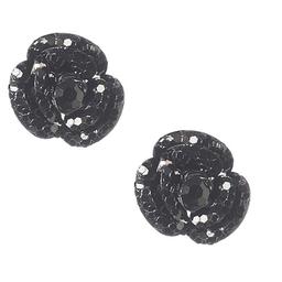 Betsey Johnson Black Glitter Flower Stud Earrings