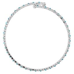 Athra Fine Silver Plated Blue & White Crystal Coil Bracelet
