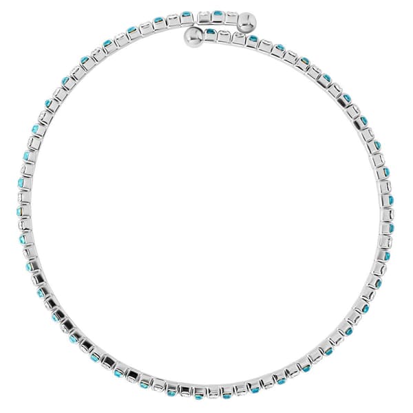 Athra Fine Silver Plated Blue & White Crystal Coil Bracelet
