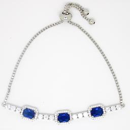 Gianni Argento Emerald Cut Lab Sapphire Adjustable Bracelet