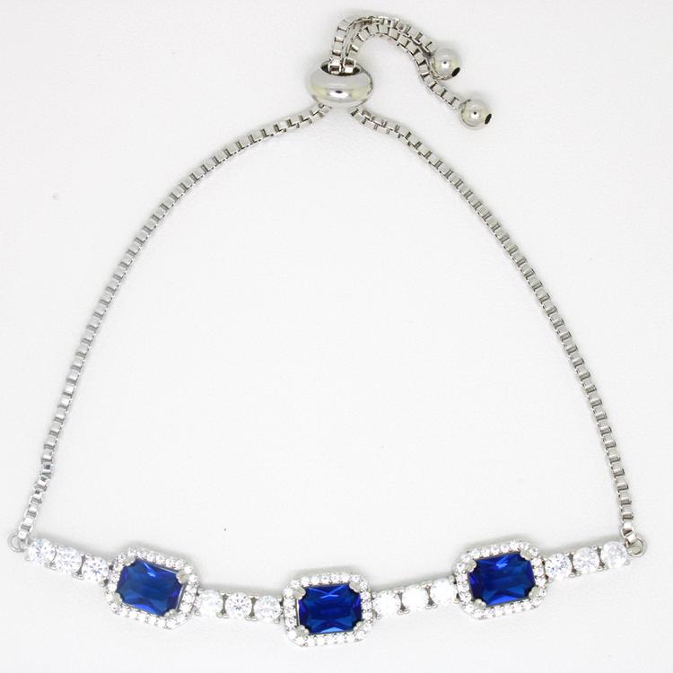 Gianni Argento Emerald Cut Lab Sapphire Adjustable Bracelet
