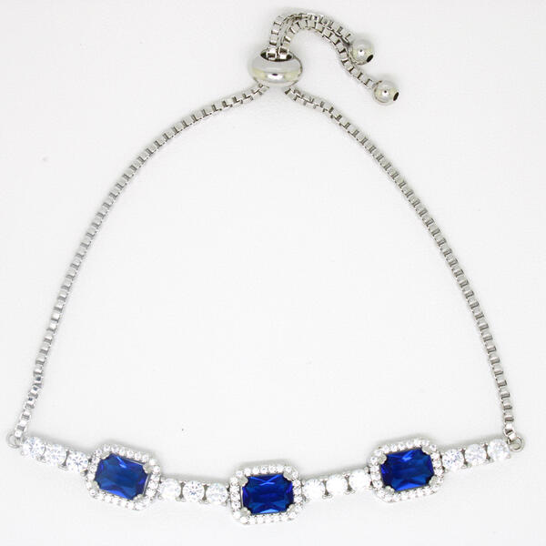 Gianni Argento Emerald Cut Lab Sapphire Adjustable Bracelet - image 
