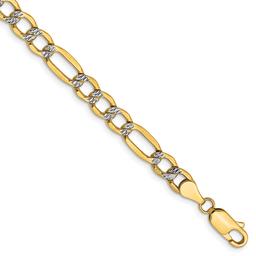 Gold Classics™ 5.25mm. 14k Semi Solid Pave Figaro Necklace