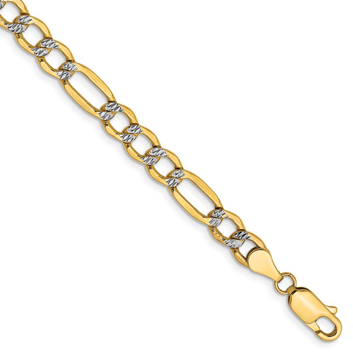 Gold Classics™ 5.25mm. 14k Semi Solid Pave Figaro Necklace