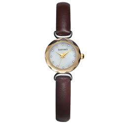 Womens Ellen Tracy Gold Faceted Bezel Mini Strap Watch-ET5453SLG