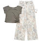 Girls (7-12) Tween Diva Rib Knit Cinch Tee w/ Wide Leg Camo Pants - image 1