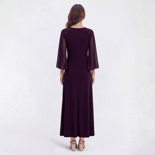 Womens Connected Apparel 3/4 Sleeve Solid Twist Front Maxi Dress