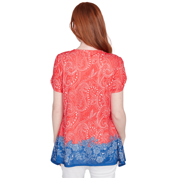 Petite Ruby Rd. Americana Chic Paisley Embellished Jersey Tee