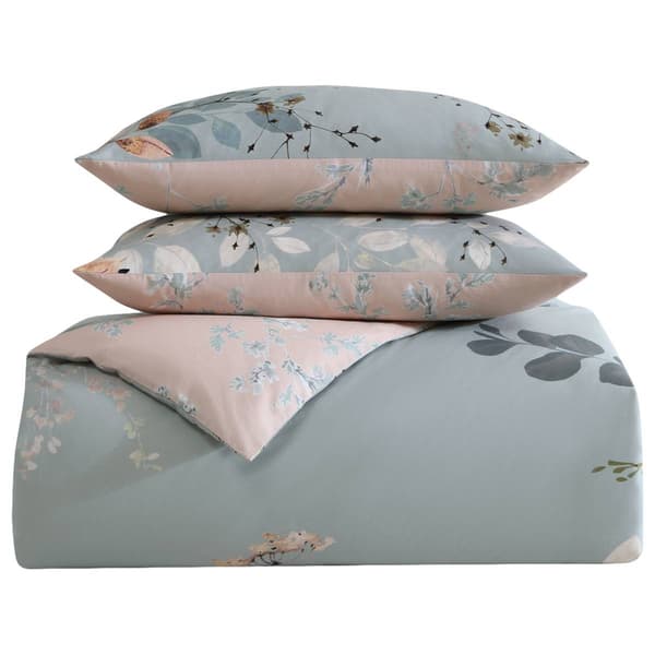 Bebejan&#174; Peach Leaves on Sage Cotton 5pc Reversible Comforter Set