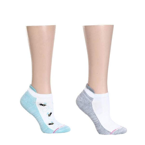 Womens Dr. Motion 2pk. Bee/Blue Compression Ankle Socks - image 