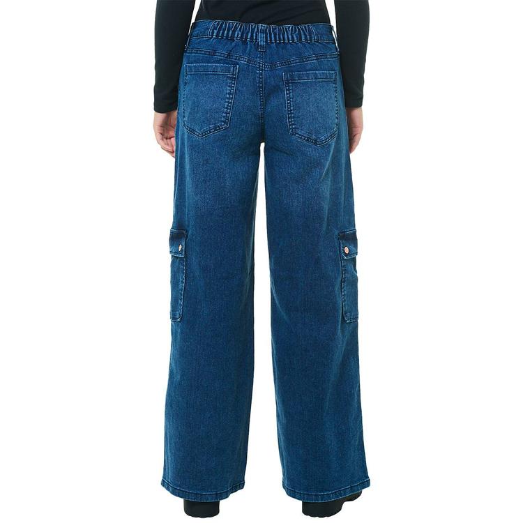 Juniors Celebrity Pink Wide Leg Mid Rise Jeans w/ Panels