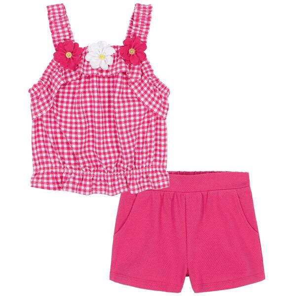 Girls &#40;4-6x&#41; Kids Headquarters&#40;R&#41; 2pc. Check Tank & Knit Shorts Set - image 