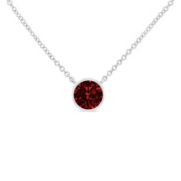 Haus of Brilliance Sterling Silver Red Garnet Pendant Necklace - image 