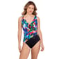 Plus Size Great Lengths Faux Tie Tropical One Piece Swimsuit - image 1