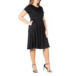 Plus Size 24/7 Comfort Apparel Solid  Fit & Flare Pleated Dress