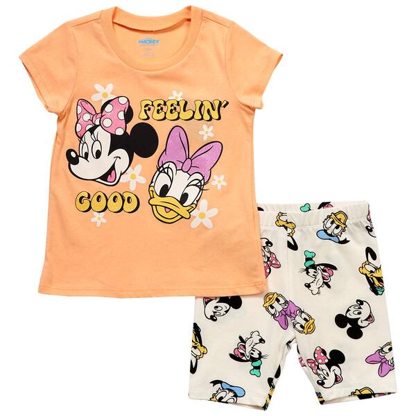 Girls &#40;4-6x&#41; Disney Mickey & Friends Feelin'' Good Bike Shorts Set - image 