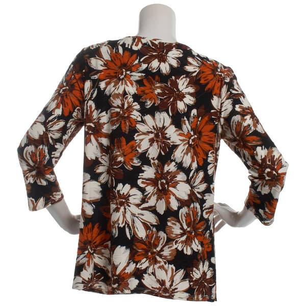Plus Size Emily Daniels 3/4 Sleeve Floral Scoop Neck Blouse