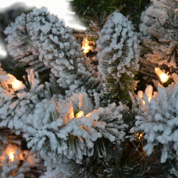 Puleo International 6ft. Pre-lit Flocked Virginia Pine Tree