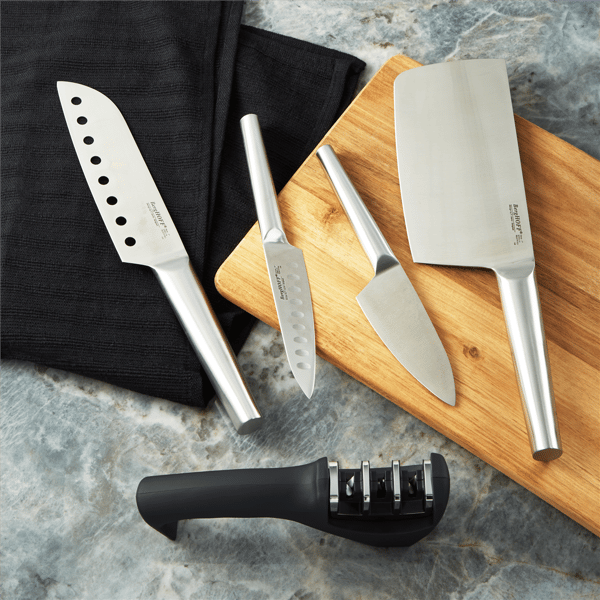 BergHOFF Straight 5pc. Specialty Knife Set with 3-Slot Sharpener