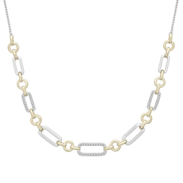 Two-Tone Lab Grown Diamond Paperclip Necklace - image 