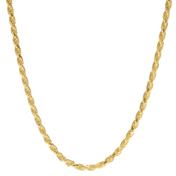 14kt. Gold over Sterling Silver Diamond Cut Rope Chain Necklace - image 