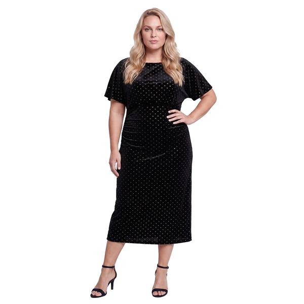 Plus Size SLNY Flutter Sleeve Velvet Dress - image 