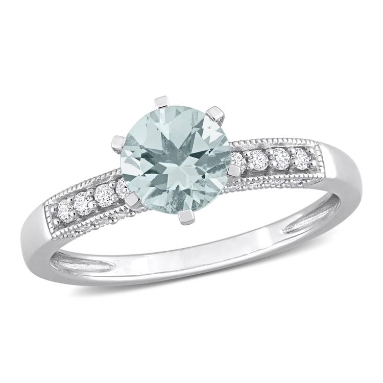 Gemstone Classics(tm) 10kt. Gold Diamond & Aquamarine Ring