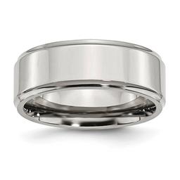 Mens Gentlemen's Classics(tm) Ridged Edge Steel Wedding Band