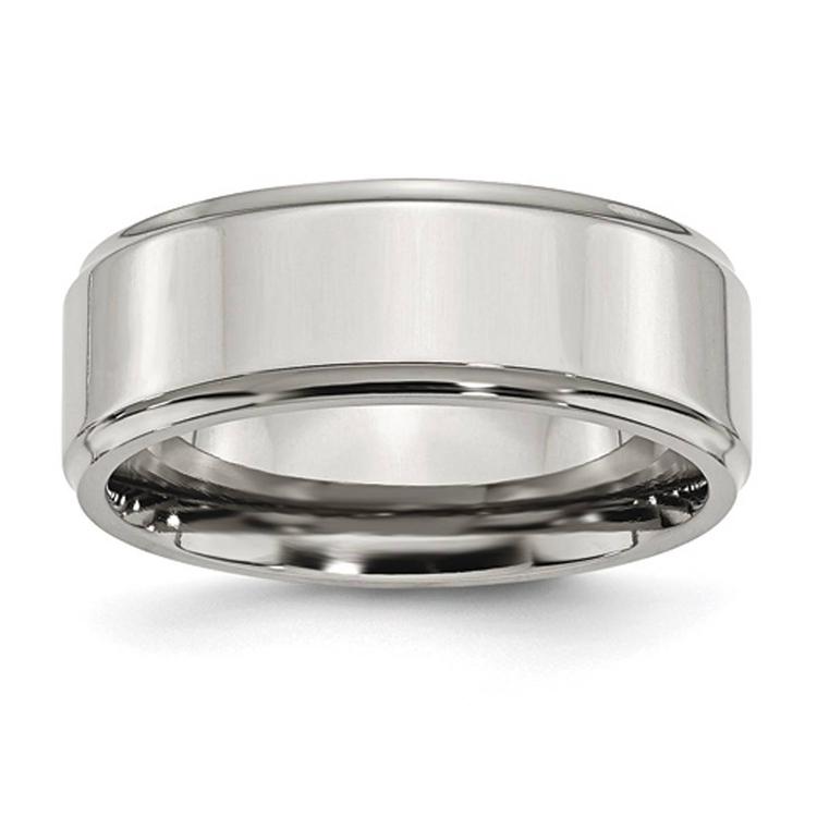 Mens Gentlemen's Classics(tm) Ridged Edge Steel Wedding Band