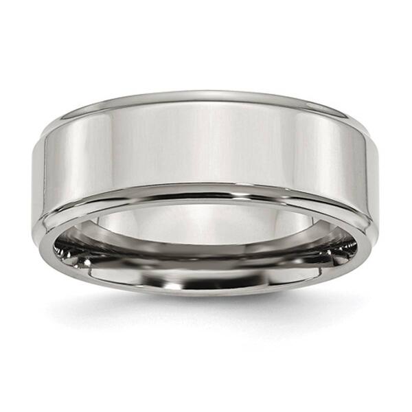 Mens Gentlemen's Classics&#40;tm&#41; Ridged Edge Steel Wedding Band - image 
