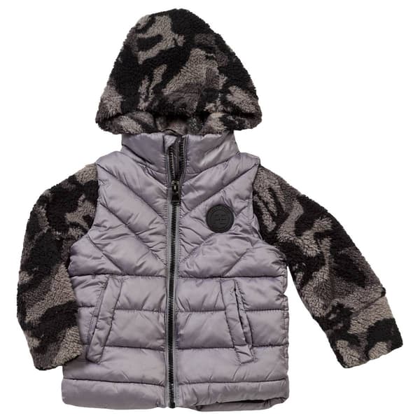 Toddler Boy Perry Ellis Hooded Puffer Vest Coat w/Sherpa Lining - image 