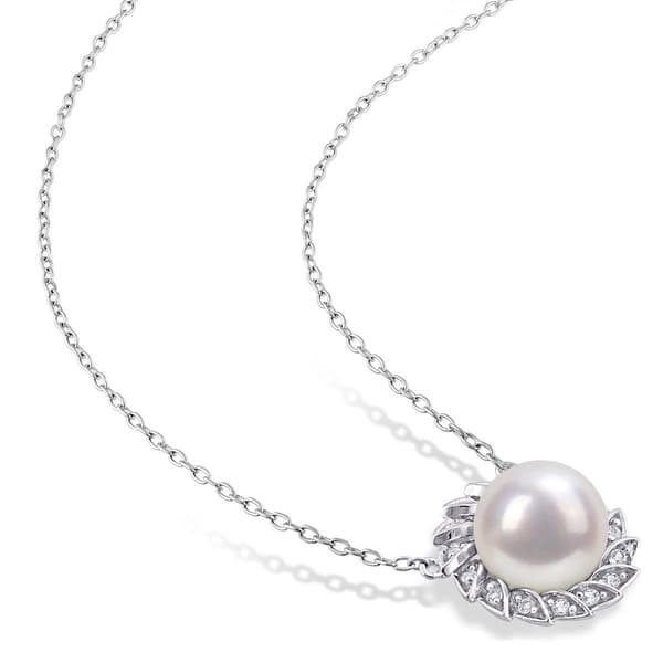 Gemstone Classics™ Pearl & Sapphire Halo Pendant