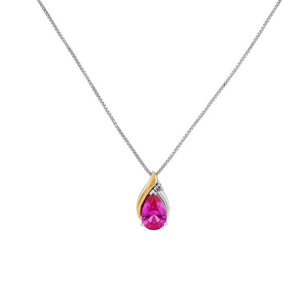 Gemstone Classics&#40;tm&#41; Created Pink Sapphire 10kt. & Silver Pendant - image 