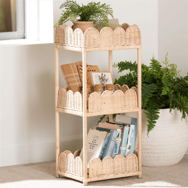 bali & pari Brooks Natural Rattan 3-Tier Storage Shelf