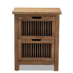 Baxton Studio Clement 2 Drawer Wood Spindle Nightstand