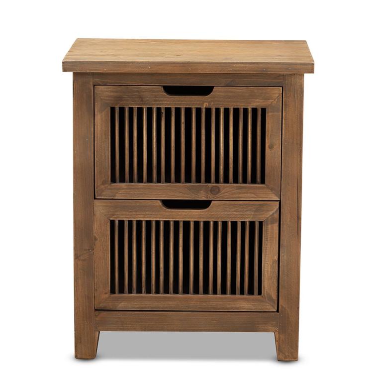 Baxton Studio Clement 2 Drawer Wood Spindle Nightstand