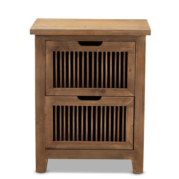 Baxton Studio Clement 2 Drawer Wood Spindle Nightstand