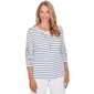 Womens Alfred Dunner Classics 3/4 Sleeve Stripe Bird Blouse - image 1