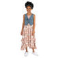 Girls (7-16) Rare Editions Floral Maxi Dress w/ Denim Vest - image 2