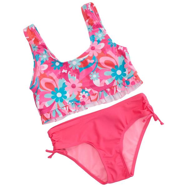 Girls &#40;7-16&#41; Kensie Girl 2pc. Retro Floral Ruffle Top Swim Set - image 