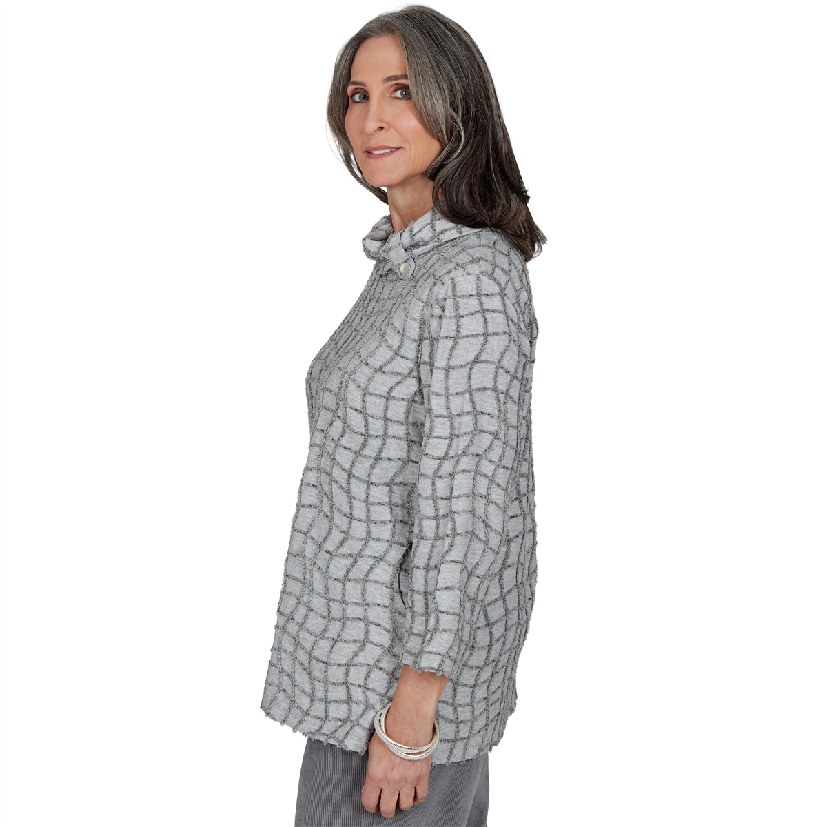 Petite Alfred Dunner Vail Feather Yarn Cowl Neck Blouse